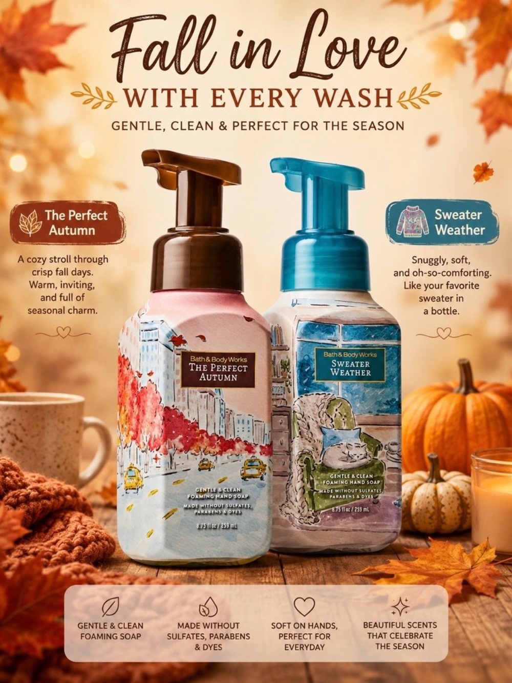 Bath & Body Works The Perfect Autumn Gentle Foaming Hand Soap — Pink & Brown